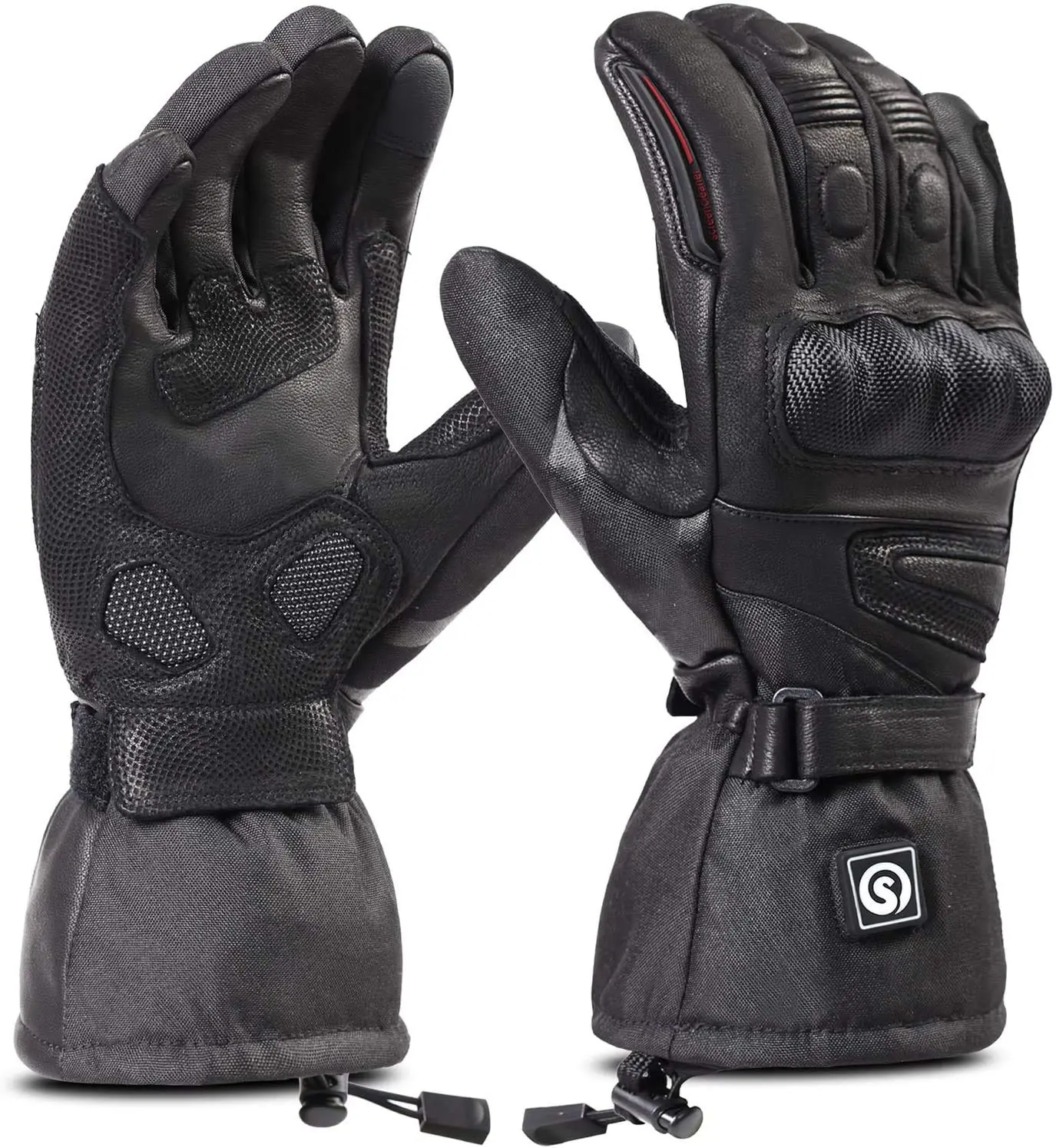 SAVIOR HEAT Men's Heated Gloves, 7.4V Rechargeable Waterproof Winter Gloves with Carbon Fiber Knuckle Protection for Motorcycle & Skiing, Heated Men's Gloves