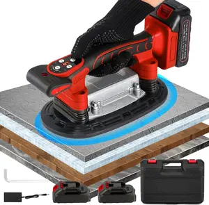 Tile Vibration Tool 250mm Suction Cup 882lbs/400kg Adsorption Handheld Tile Installation Leveling Machine Tile Vibrator Tool for Tiling Leveling Laying Max.28000r/Min 9 Speeds (Red)