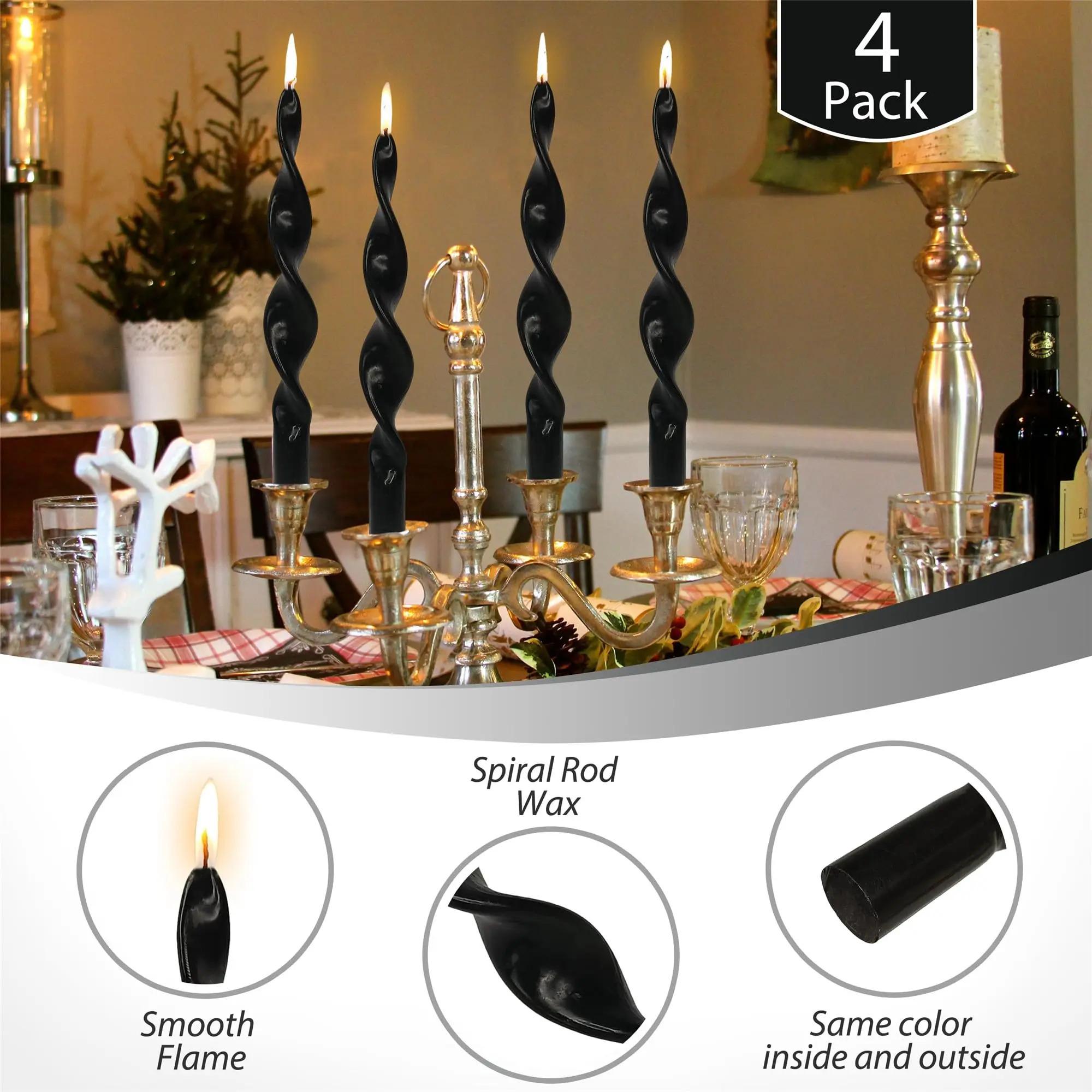 Twirl Tapered Candle Black Candlesticks - 10 INCH Bendy Candle Stick Long Taper Candles Twisted Candlestick for Home Decor Gifts