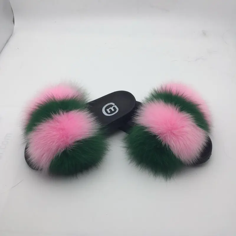 Luxury Real Fox Fur Slides – Indoor & Outdoor