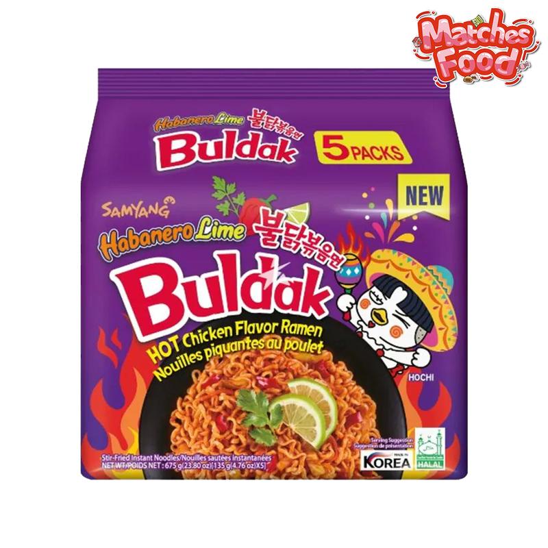 Samyang Buldak Habanero Lime Spicy Chicken Ramen 5 Pack Korean Style Instant Noodles 700g