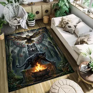 Eagle Wolf Flame Stylish and creative printed rugs, hallway/balcony rugs, bathroom/entrance doormats, home décor, living room/bedside rugs, Halloween/Christmas/birthday gifts.