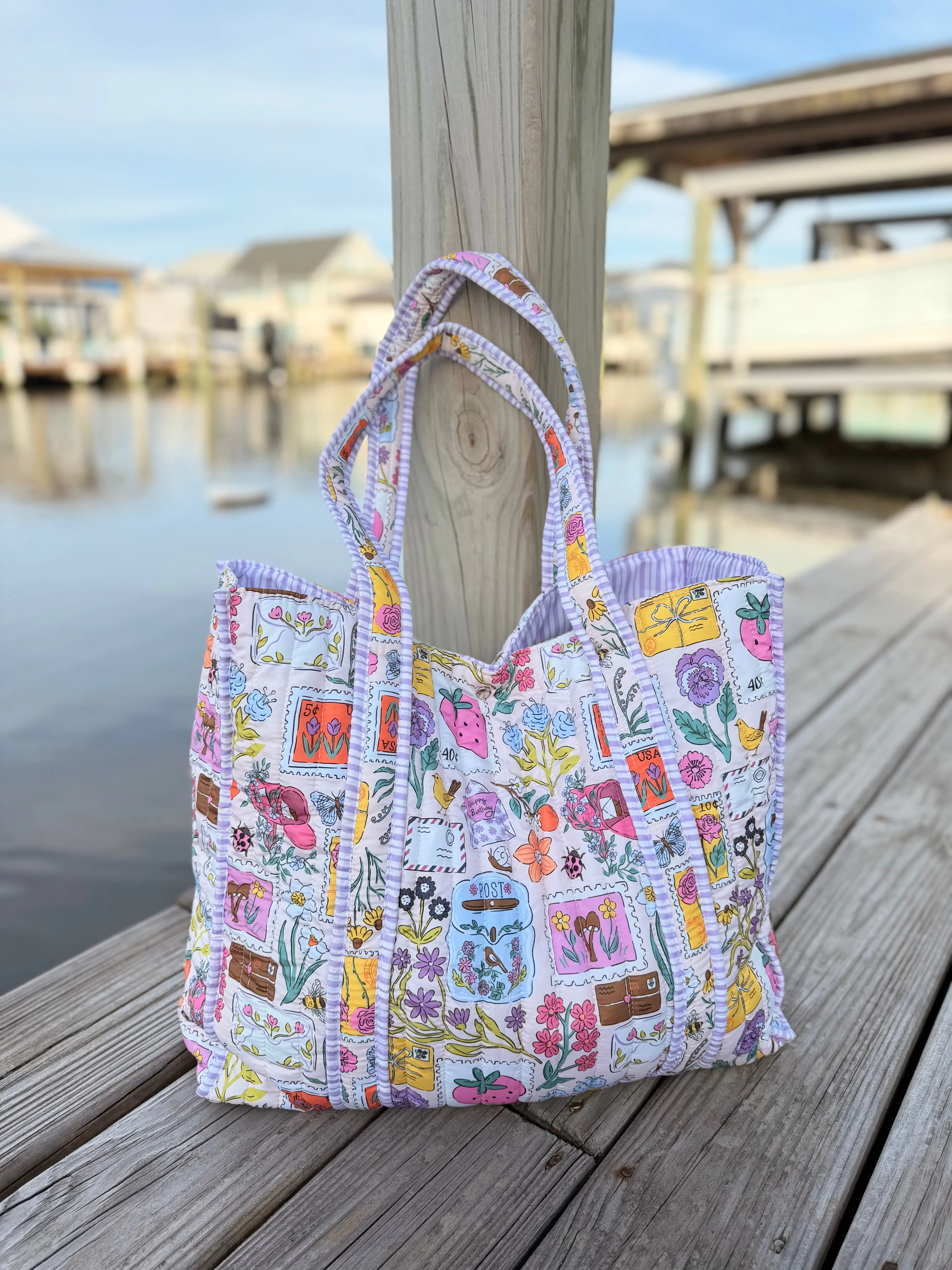 Garden Post Quilted Tote Bags
