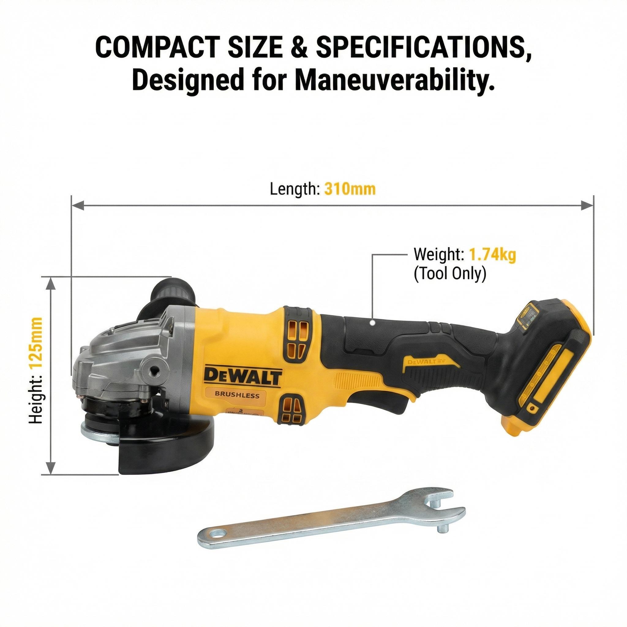 Dewalt DCG405 125 Cordless Grinder Kit With Battery And Charger For Cutting And Polishing Applications Electric Tool With 800W Power