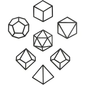 DND Decor - 7 Piece Wooden Dice Outline Wall Decoration - Dungeons & Dragons Artwork / Poster - Geeky Fantasy RPG Home Accessories Gift For Men & Women - D&D / Board Game Canvas Art Usable in any Room