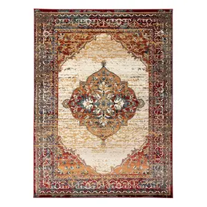 212 MAIN 2 x 3 ft. Classic Power-Loom Medallion Rectangle Area Rug, Red
