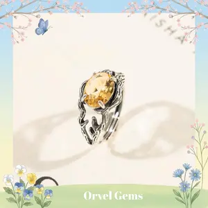Unique Healing Quartz Ring – Natural Citrine & Clear Quartz, Spiritual Crystal Jewelry, 925 Sterling Silver, Adjustable & Resizable, Unisex Gemstone Gift