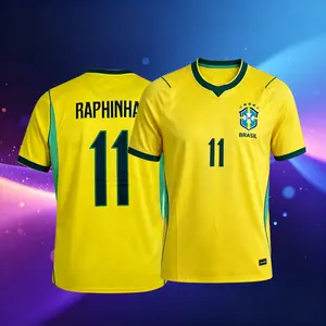 2026 Brazil #10 Neymar JR Home Yellow and Away Blue Soccer Jersey #7 Vini JR Long Sleeve 11# Raphinha Short Sleeve Jersey AX472