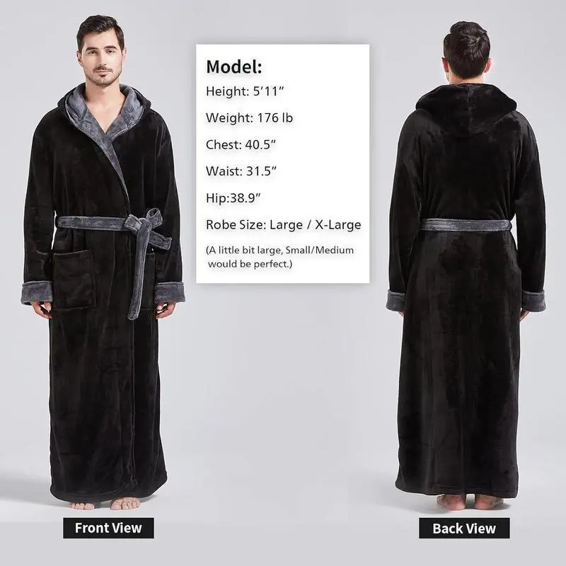 Mens Robes Big and Tall with Hood Two-Tone Flannel Fleece Contrast Bathrobe Full Length Plush Long Robe House Coat(Top Sets) Mens Robes Big and Tall with Hood Two-Tone Flannel Fleece Contrast Bathrobe Full Length Plush Long Robe House Coat(Top Sets)