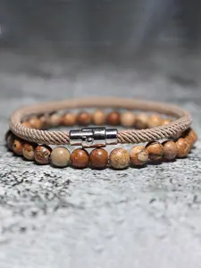 Men's Vintage Magnetic Clasp Bracelet, Fashionable Braided Bracelet for Party, Daily Decor, Trendy All-match & Exquisite Jewelry for Birthday Gift, Beaded Bracelet, Stackable Bracelet