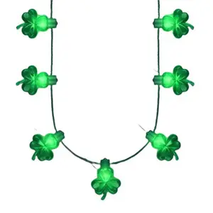 212 MAIN Light-Up LED Festival Clover Jewelry - Jumbo Acrylic Shamrock Charm Necklace, Ideal for Festive Gifting
