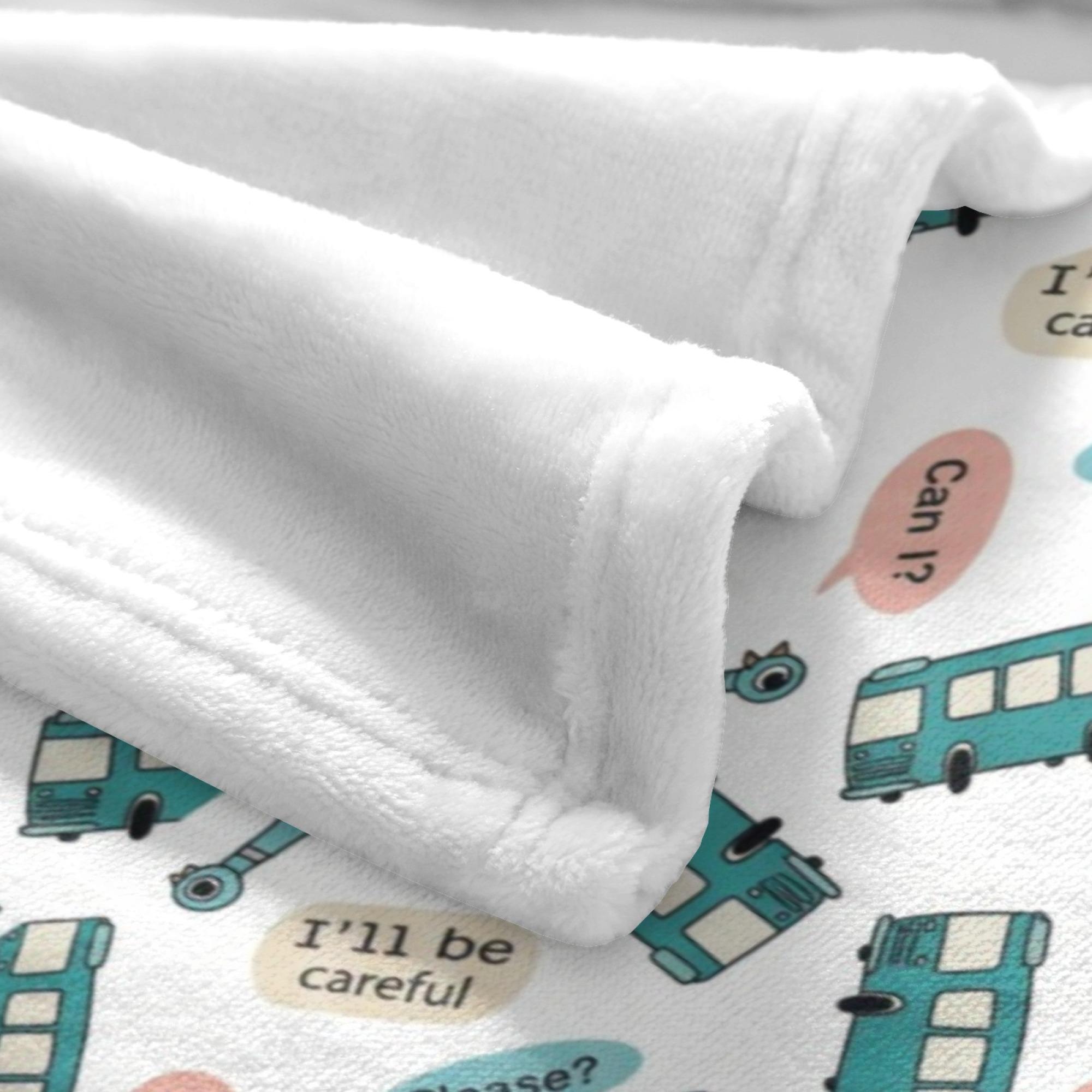 Cute Cartoon Duck & Bus Pattern Blanket, Fun Kids Throw Blanket, Soft Lightweight Cozy Blanket for Toddlers Boys Girls, Nursery Nap Blanket, Gift for Kids Birthday Christmas