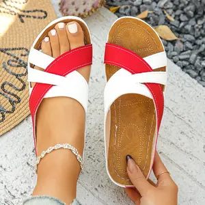 Women's Chunky Slide Sandals | Cork Insole, Arch Support & Breathable - Pain-Free, Trendy & Versatile for Summer Beach & Casual Walks