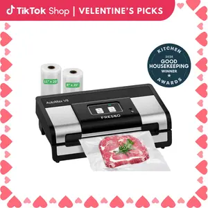 FRESKO AutoMax V8 Heavy Duty Vacuum Sealer Machine, Automatic Food Saver with Dry & Moist Modes, Built-in Cutter & Bag Storage, Includes Bags & Rolls