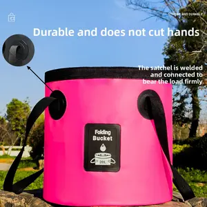 Outdoor Portable Foldable Bucket Large Capacity Handle Storage Bucket Folding Water Camping Car Wash Bucket Fishing Bucket Bag