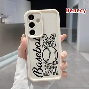 Phone Case Compatible with Samsung Galaxy S26 S23 Ultra S24 Plus S25 S22 Baseball Mom Pride Anti-Scratch Shockproof Soft Silicone Protective Cover