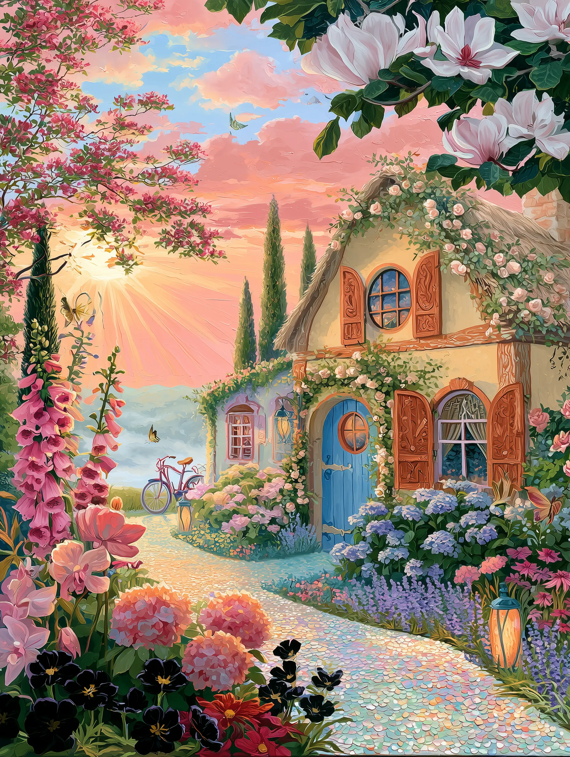1000 Piece Jigsaw Puzzle for Adults | Premium Thick Cardboard | Challenging & Relaxing Family Game | Beautiful Home Decor & Gift | Sunset Cottage | Dreamy Floral Garden