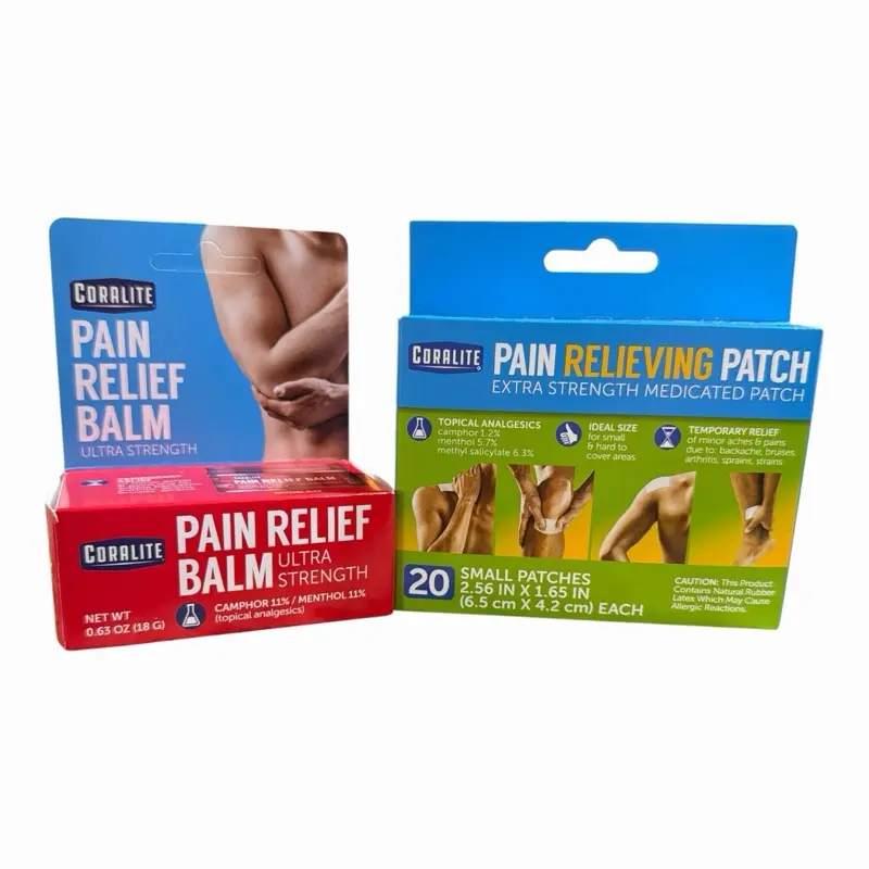 1-0.63 Oz ultra strength Pain relief balm and 20 ct Extra strength patches set