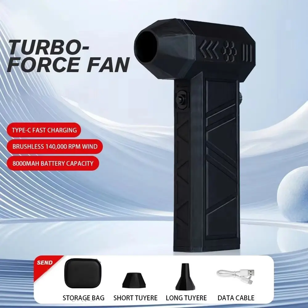Rechargeable 8000mAh Compact Brushless Handheld Electric Air Duster & Vacuum Cleaner, Blow-Suck Turbo Fan Blower, Overheat Safe Dust Remover with Type-C Charging for Keyboard, PC, Car Cleaning