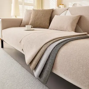 Solid Color Sofa Cover, 1 Count Modern Simple Non-slip Washable Sofa Slipcover, Sofa Protector for Home Living Room, Dustproof Sofa Cover