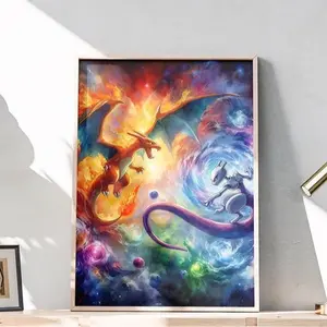 Ash and Pikachu Poster, Anime Tapestry in Japanese Style, Unframed Wall Art for Bedroom, Otaku Aesthetic Home Decor