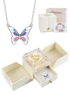 Fantasy Butterfly Gradient Wings Original niche high-end butterfly necklace.Paired with a surprise double-door preserved rose jewelry gift box.Ideal gift for festivals, birthdays, Mother’s Day and Valentine’s Day.