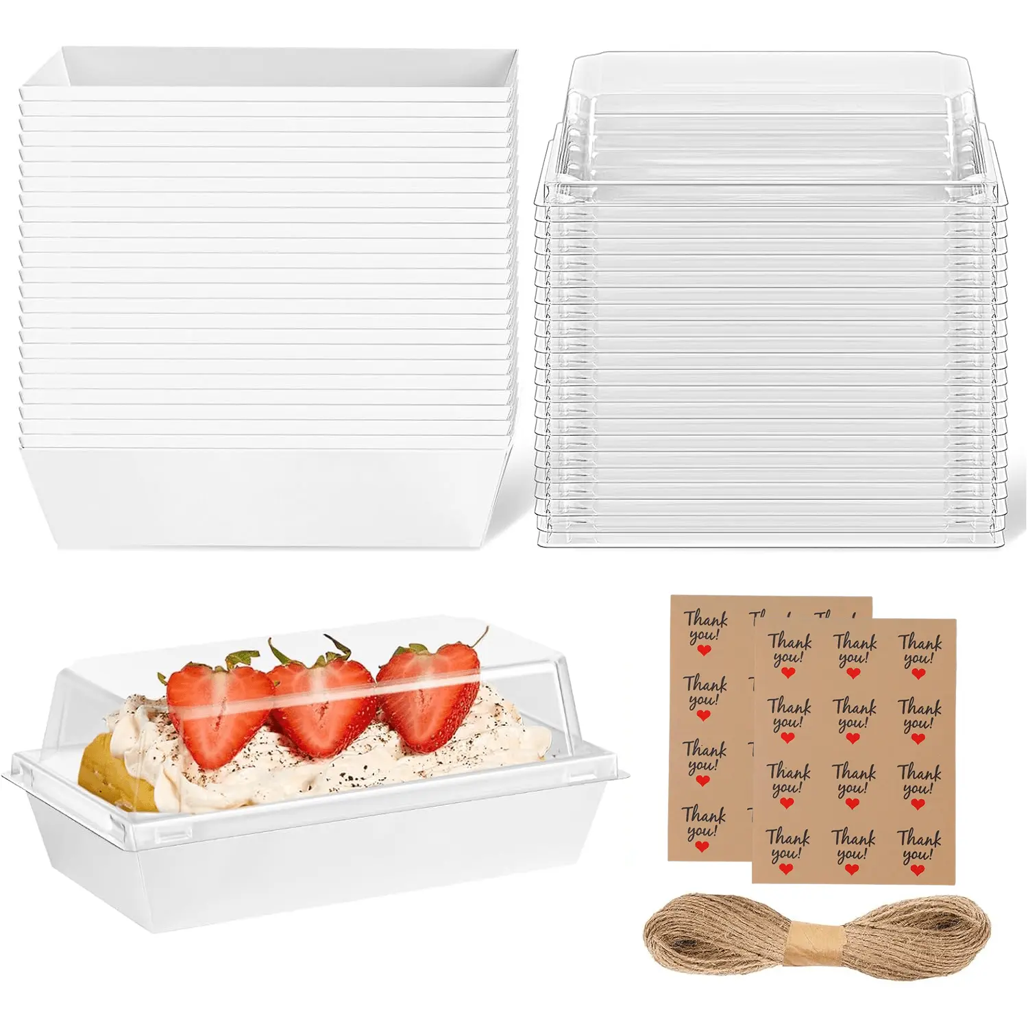 Charcuterie Boxes with Clear Lids, 50 Pack White Bakery Boxes, Cookie Boxes, Small Treat Boxes for Pastry, Sandwich, Cupcakes, Strawberries, Dessert To Go Containers