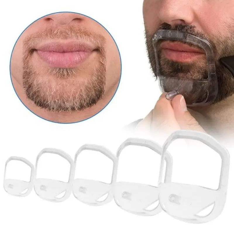 Transparent Mustache Shaping Tool Set, Goat Beard Styling Board Ruler, 5 Different Sizes, Ideal for Precision Grooming, Clear, Styling Tools