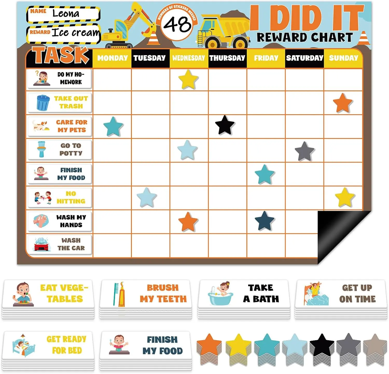 Reward Chart for  at  Construction Theme I Did It Motivate Behavior Reward Chart System  Behavior  Incentive Chore Pad to Develop Responsibility and Good Habits