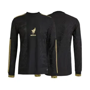 2025-26 Mexico Home Kit Black & Gold Fan Edition Adult Long-Sleeve Breathable Quick-Dry Soccer Jersey