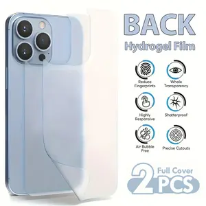 2pcs Back Hydrogel Film Protective Screen Protector for iPhone 17 Air/17/16/15/14/13/12/11/Pro/Pro Max/Plus/Mini/16e/X/XS/XR/XS MAX,Providing Protection for The Back,Smooth Surface,Preventing Scratches And Fingerprints,Easy to install