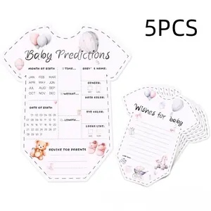 5 Piece Baby Shower Gender Reveal Game, Bear Design Wishes and Suggestions Cards, Fun Party Games for Infant Showers, Party Supplies