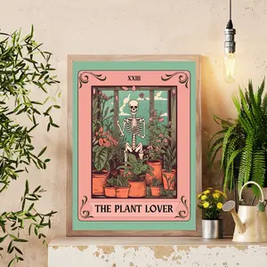 The Plant Lover Tarot Card - UNFRAMED ,Plant Mom Tarot Print , Potted Plant Wall Art ,Plant Wall Decor