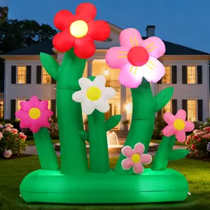 GOOSH 7FT Spring Inflatables Outdoor Decorations Multi-Colored Blow up Flowers with Built-in LEDs for Spring Summer Party Yard Garden Lawn Decoration