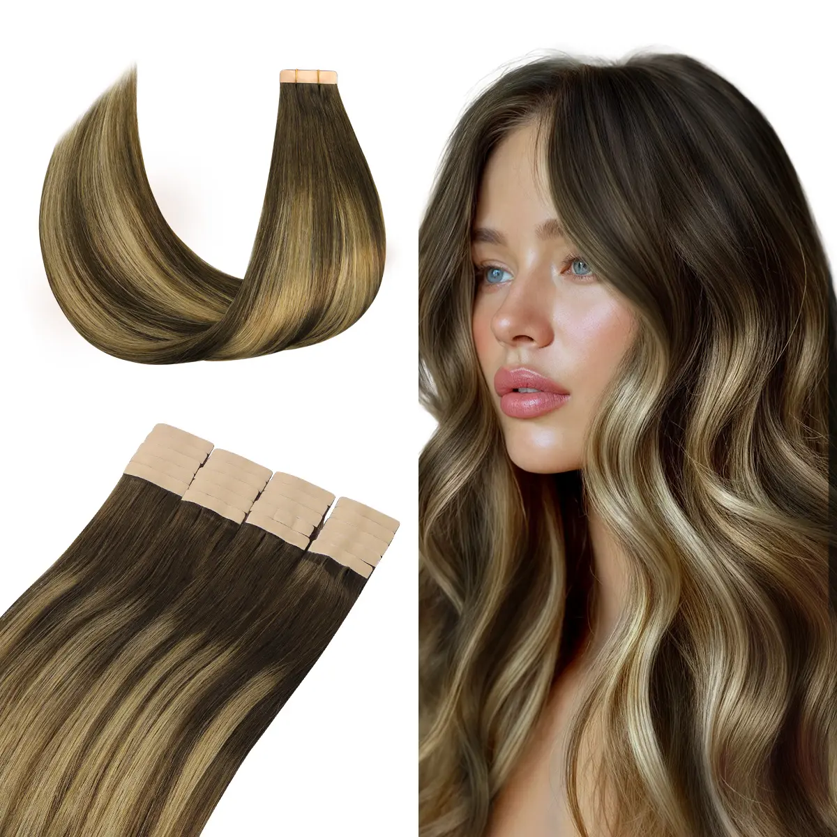 #4/27/4 Balayage Chocolate Brown to Caramel Blonde