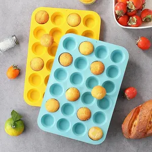 2PCS Silicone Mini Muffin Pan, 24 Cups Nonstick Mini Cupcake Pan for Baking, BPA Free and Dishwasher Safe, Great for Making Muffin Cakes, Tart, Bread and Egg Bites