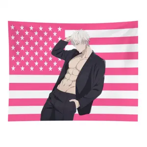 Gojo Satoru Pink Tapestry/Flag,unique gift Decor y2k room decor
