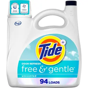 Tide Free and Gentle Odor Refresh Laundry Detergent Liquid, 94 Count, 132 fl oz, Hypoallergenic Laundry Detergent