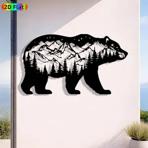 1pc Avant - Garde Bear Metal Wall Art, Avant - Garde Bear Statue Mural, Iron Craft, Perfect for Living Room, Garden, Zoo Corner Decor, Intricate Craftsmanship, Artistic Metalwork, Christmas Decor, Ideal Gift for Nature Lovers