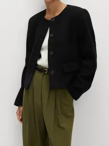 Women's Casual Solid Color Long Sleeve Button Front Jacket, Fitted Outerwear for All Seasons, Perfect for Business, Dating, Daily Commute