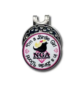 Birdie Girl Ball Marker & Hat Clip with Metal Coating - Playful 70's Style Font for Golfers - I'm a Birdie Girl in a Birdie World