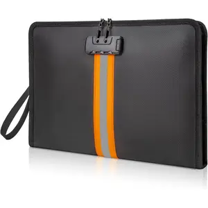 Fireproof Document Bag with Lock,13"*9.2" Fireproof Money Bag,with Zipper and Lock,Suitable for Tablets, A4 Documents, Cash, Mobile Phones, Credit Cards and Notarized Documents.