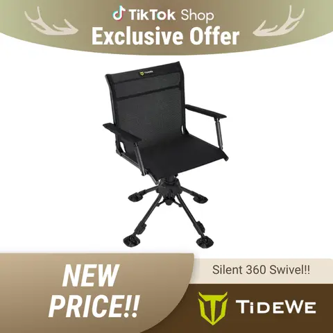 TIDEWE Hunting Chair Adjustable Height 360° Swivel Chair With 4 Adjustable Legs with Armrests, Stable Hunting Ground Chair, OutdoorFun