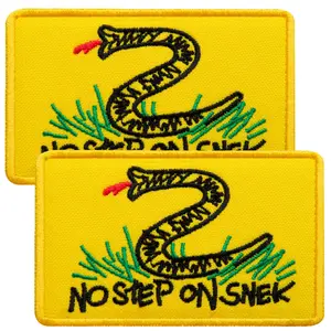2-Pcs No step on snek Embroidered Patch Hook & Loop Set Yellow, American flag, Ukraine Flag Patch, USA flag, USA patch