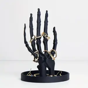 Gothic Jewelry Stand - Durable Abs Storage Box for Necklaces, Earrings, And Rings, Featuring a Decorative Bone Design - Perfect for Halloween, Home Decor, And Vanity Storage.