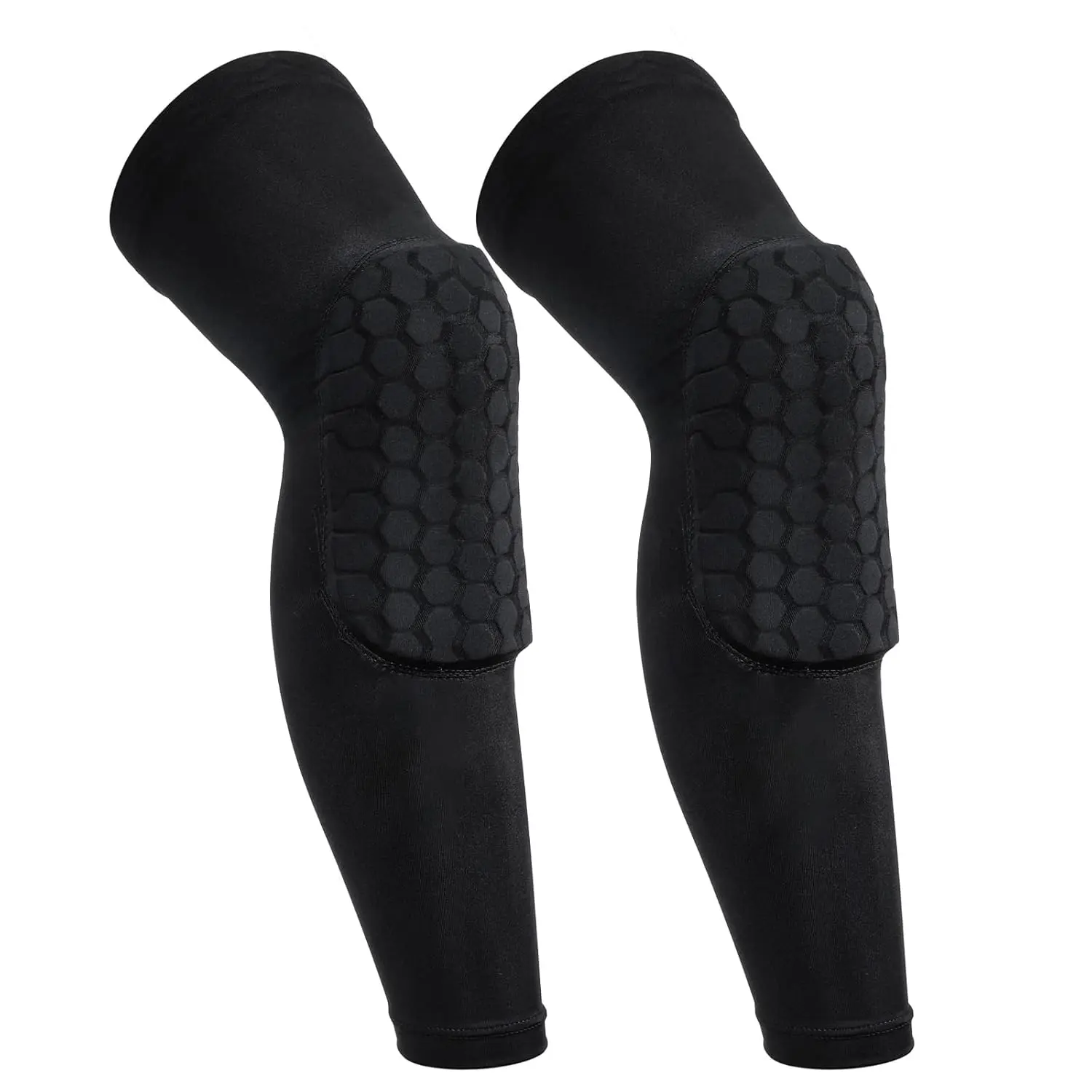 Styquenzer 2 Pack Knee Compression Sleeves Men Women, Honeycomb Light Compression Leg Sleeves, Long Leg Sleeve Anti Collision Sports Sleeve for Wrestling Football Volleyball Soccer Skating (Black)