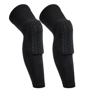 Styquenzer 2 Pack Knee Compression Sleeves Men Women, Honeycomb Light Compression Leg Sleeves, Long Leg Sleeve Anti Collision Sports Sleeve for Wrestling Football Volleyball Soccer Skating (Black)