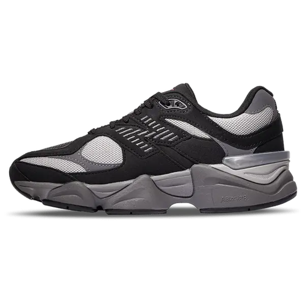 New Balance 9060 Black Grey Boys' Classic Lace-Up Footwear - Cushioned Sole Walking Shoes, Diamond-Accent Casual Athletic Sneakers