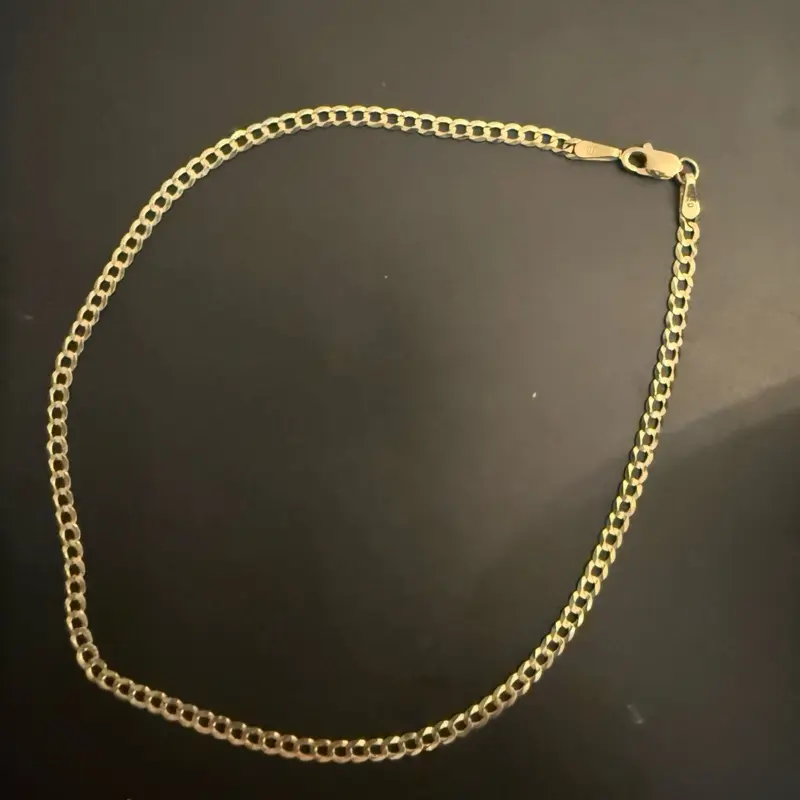 Tobillera corte brillo sólida   Oro 10k Italiano Real 3.2mm  size 10