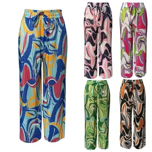 Women’s Loose Summer Trousers – Colorful Boho Print, Elastic Waist, Lightweight & Comfy